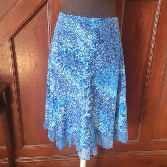 Vintage Hal Ferman Womens Size 8 Blue Skirt Blouse Set With Tie Neck Nwt - Picture 2 of 9